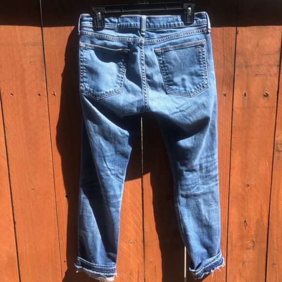 (3 for $60) Rag & Bone Blue Jeans w/Folded Raw Hems - Picture 2 of 6